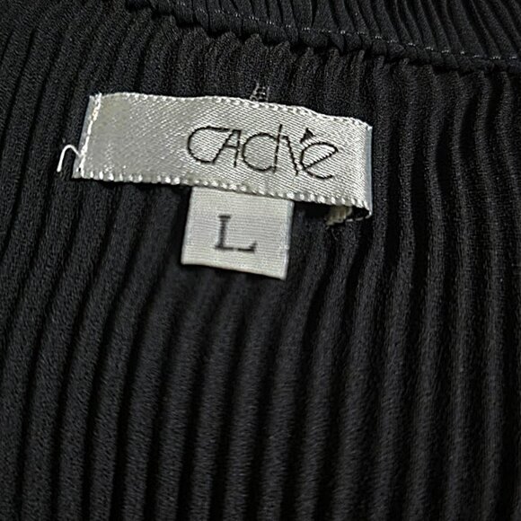 Vintage Nos Cache Black Accordion Pleated Skirt L Womens Flounce Hem Pull On - Picture 5 of 8